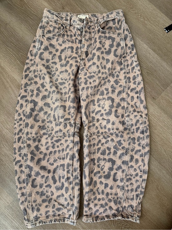 We The Free Denim - We The Free Leopard Print good luck midrise barrel jean